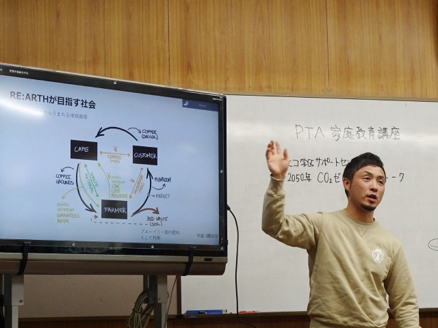 大藪小学校PTA×RE:ARTH「コーヒーかすがキノコに変身？循環型栽培をめざして」